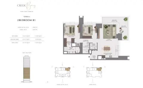 Floor plan, 2 Beds, 1,431 sq ft