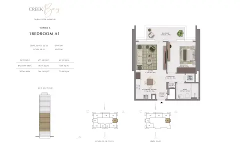 Floor plan, 1 Bed, 764 sq ft
