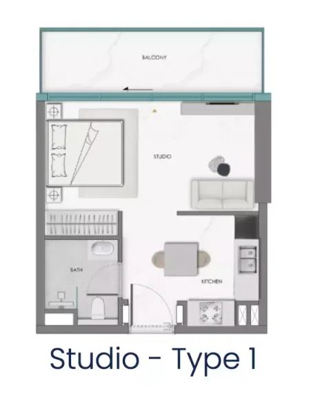 Floor plan, Studio, 520 sq ft