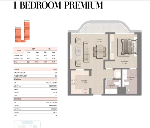 Floor plan, 1 Bed, 776 sq ft