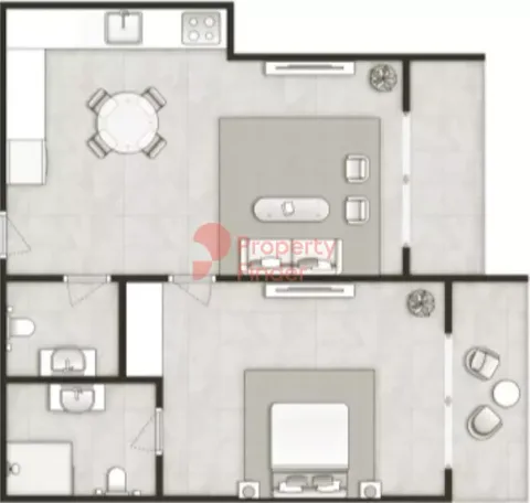 Floor plan, 1 Bed, 587 sq ft