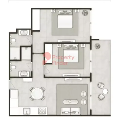Floor plan, 2 Beds, 619 sq ft