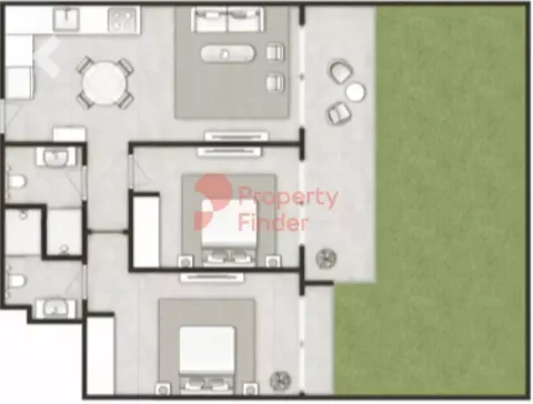 Floor plan, 2 Beds, 614 sq ft