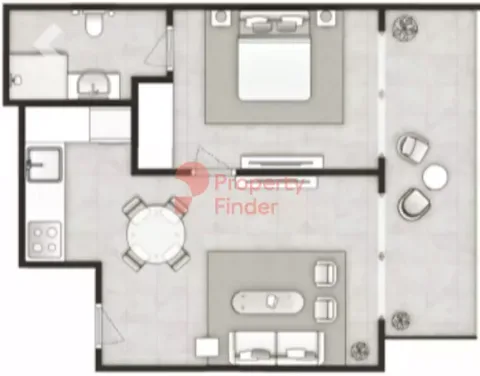 Floor plan, 1 Bed, 376 sq ft
