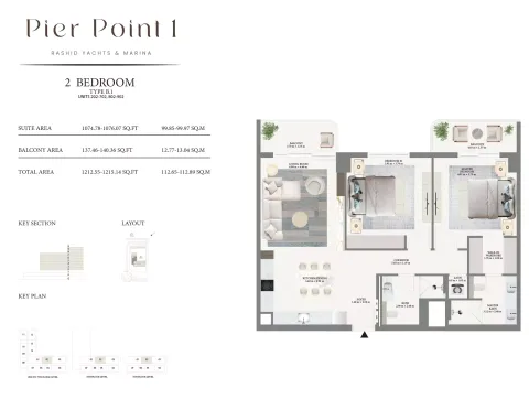 Floor plan, 2 Beds, 1,215 sq ft