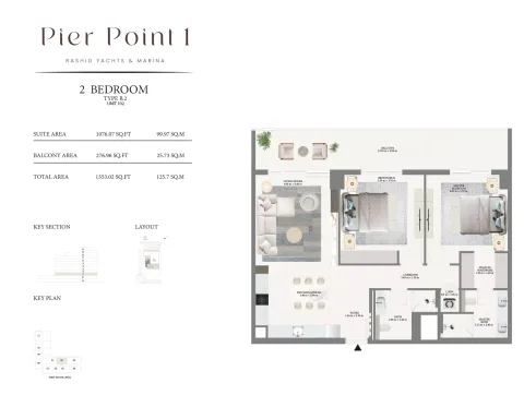 Floor plan, 2 Beds, 1,353 sq ft