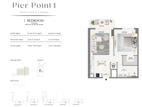 Floor plan, 1 Bed, 779 sq ft