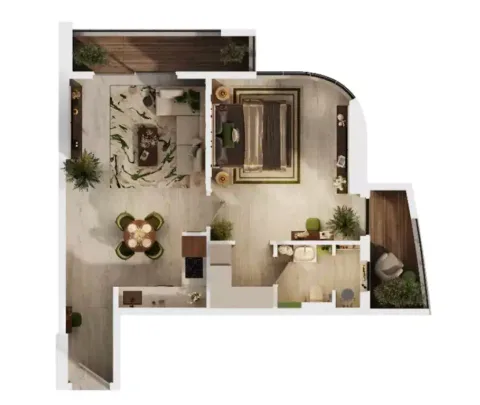 Floor plan, 1 Bed, 736 sq ft