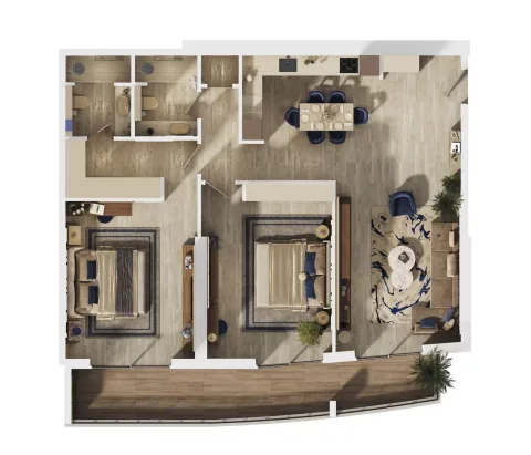 Floor plan, 2 Beds, 1,383 sq ft