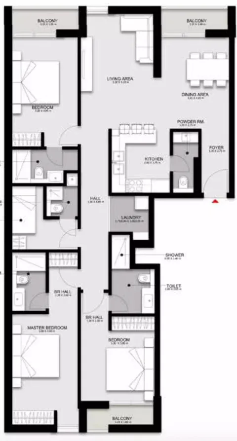 Floor plan, 3 Beds, 1,789 sq ft