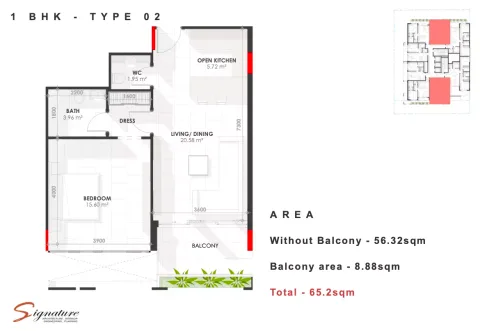 Floor plan, 1 Bed, 699 sq ft