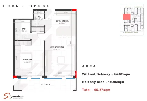 Floor plan, 1 Bed, 699 sq ft