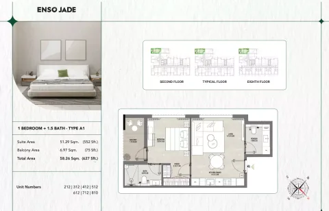 Floor plan, 1 Bed, 627 sq ft