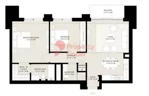 Floor plan, 2 Beds, 1,031 sq ft