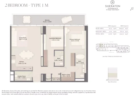 Floor plan, 2 Beds, 1,192 sq ft