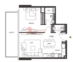 Floor plan, 1 Bed, 0 sq ft