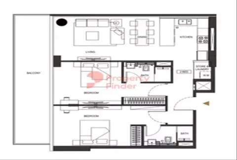 Floor plan, 2 Beds, 0 sq ft