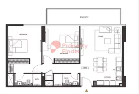 Floor plan, 2 Beds, 0 sq ft