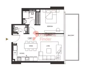 Floor plan, 1 Bed, 0 sq ft