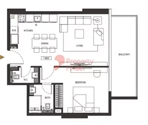 Floor plan, 1 Bed, 0 sq ft
