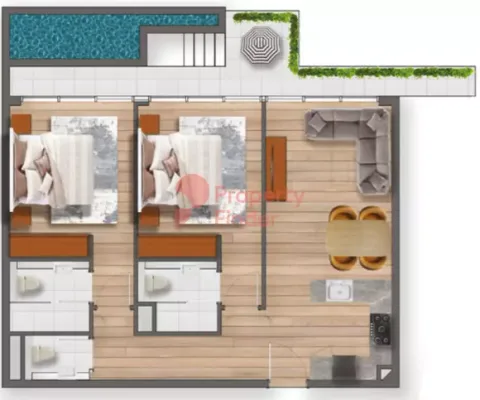 Floor plan, 2 Beds, 1,303 sq ft