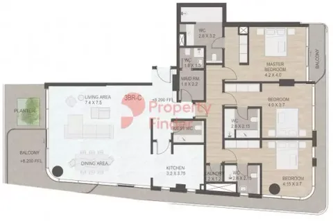 Floor plan, 3 Beds, 2,365 sq ft