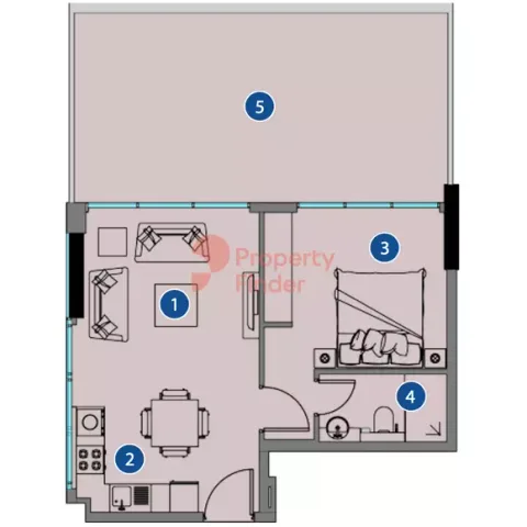 Floor plan, 1 Bed, 887 sq ft