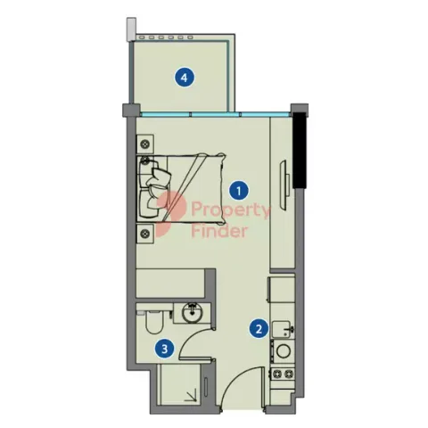 Floor plan, Studio, 340 sq ft