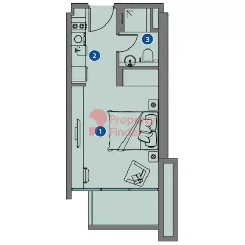 Floor plan, Studio, 370 sq ft