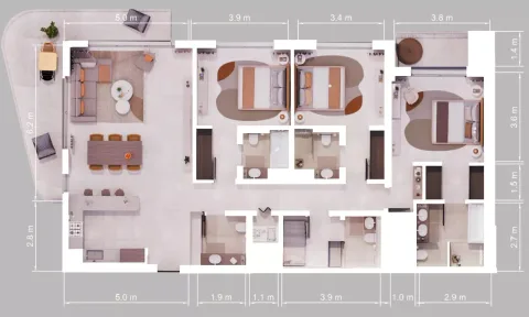 Floor plan, 3 Beds, 2,424 sq ft