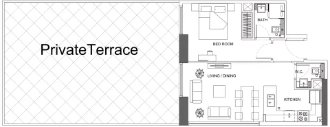 Floor plan, 1 Bed, 0 sq ft