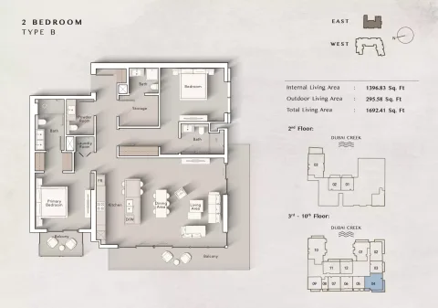 Floor plan, 2 Beds, 1,692 sq ft