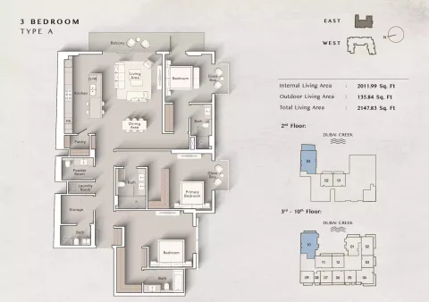 Floor plan, 3 Beds, 2,147 sq ft
