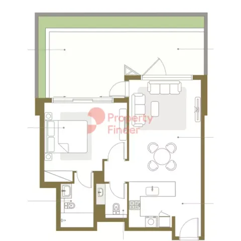 Floor plan, 1 Bed, 1,112 sq ft