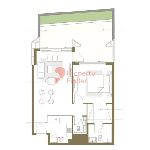 Floor plan, 1 Bed, 1,089 sq ft