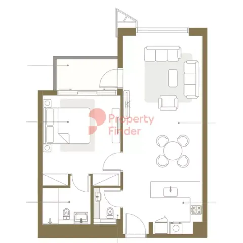 Floor plan, 1 Bed, 809 sq ft
