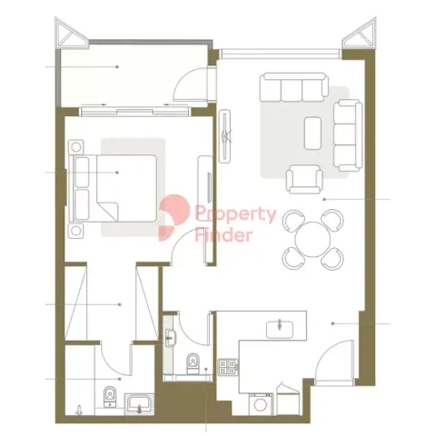 Floor plan, 1 Bed, 851 sq ft