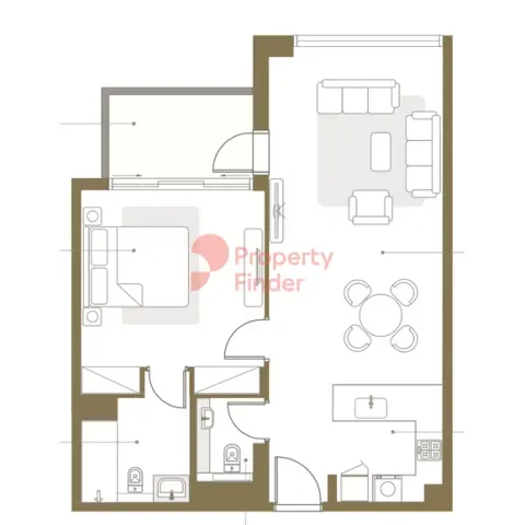 Floor plan, 1 Bed, 833 sq ft