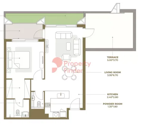 Floor plan, 1 Bed, 1,178 sq ft