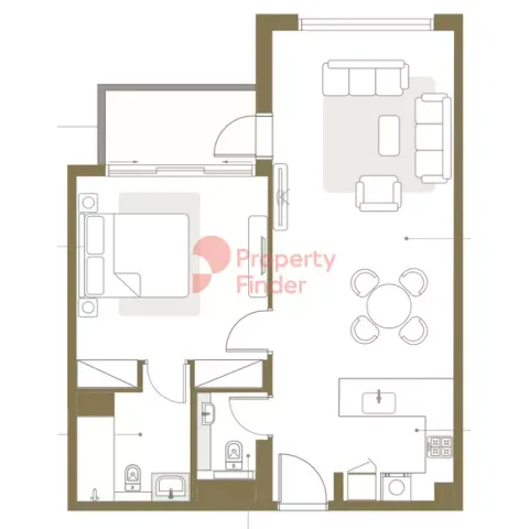 Floor plan, 1 Bed, 823 sq ft