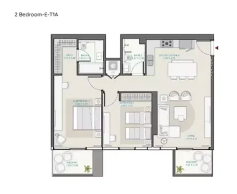 Floor plan, 2 Beds, 1,149 sq ft