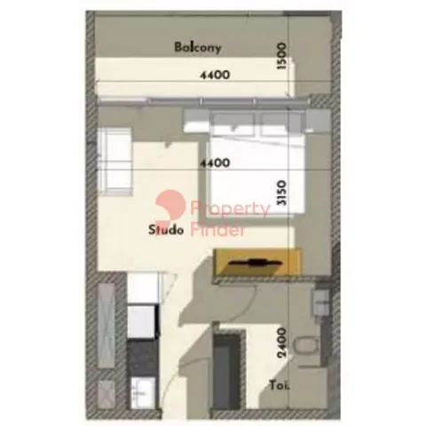 Floor plan, Studio, 379 sq ft