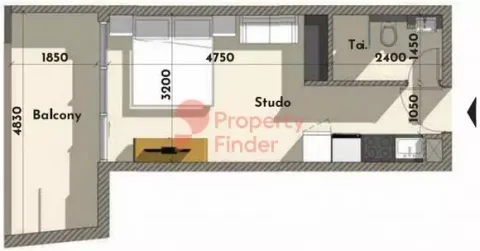 Floor plan, Studio, 379 sq ft