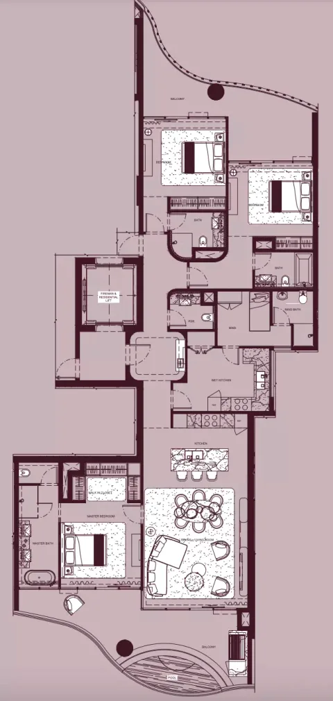 Floor plan, 3 Beds, 2,834 sq ft