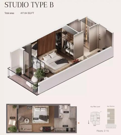 Floor plan, Studio, 417 sq ft