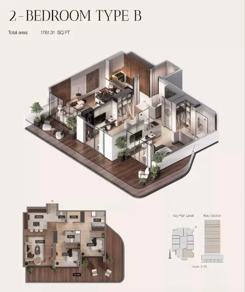 Floor plan, 2 Beds, 1,761 sq ft