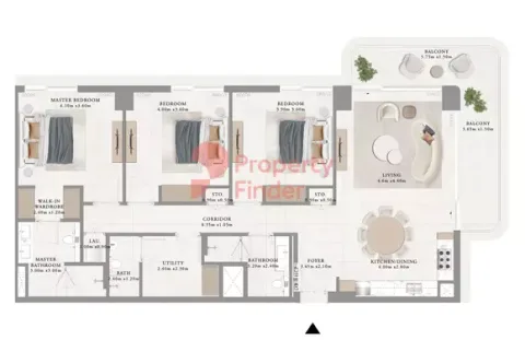 Floor plan, 3 Beds, 1,707 sq ft