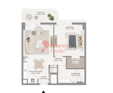 Floor plan, 1 Bed, 814 sq ft