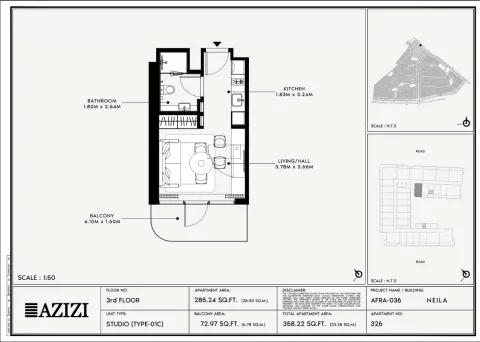 Floor plan, Studio, 358 sq ft