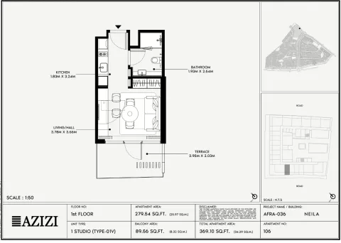 Floor plan, Studio, 369 sq ft